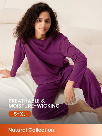 بيجامة نسائي باللون البنفسجي من القطن والمودال من لوفليت