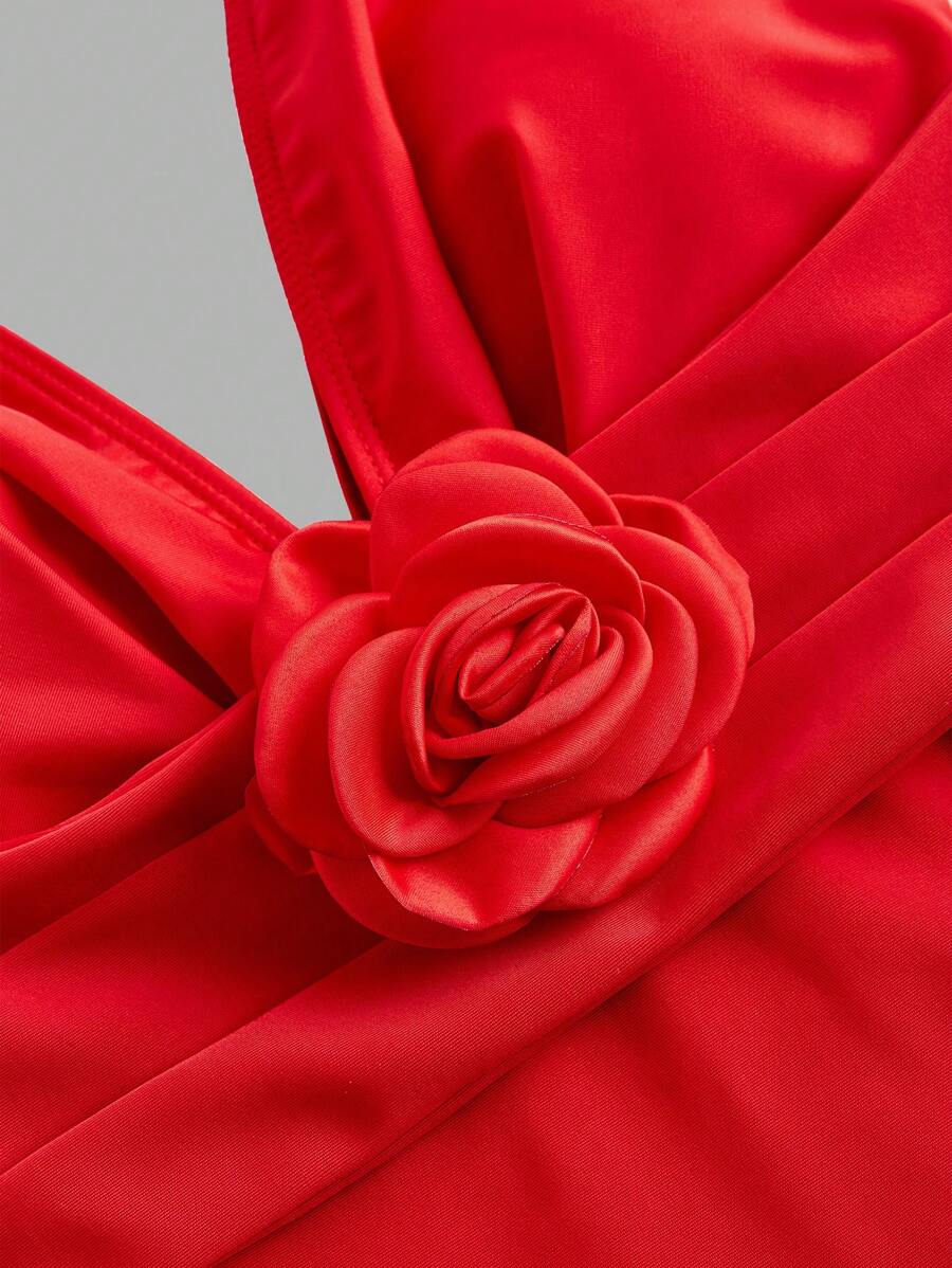 بدلة سباحة نسائية من قطعة واحدة من سويم أواسيس، مناسبة للعطلات والشاطئ، مزينة بنقشة زهور ثلاثية الأبعاد، صيفية