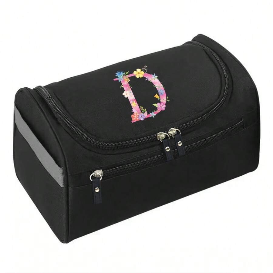 حقيبة تخزين مقاومة للماء للنساء أثناء السفر سعة كبيرة حقيبة مستحضرات التجميل مطبوعة بزهور وردية