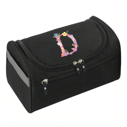 حقيبة تخزين مقاومة للماء للنساء أثناء السفر سعة كبيرة حقيبة مستحضرات التجميل مطبوعة بزهور وردية