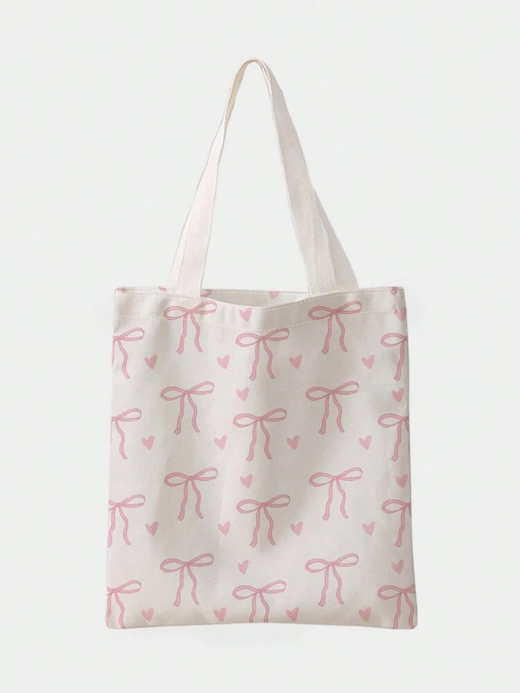 حقيبة كتف قماشية مطبوعة على الوجهين من TrendsqualityROMWE بتصميم Kawaii
