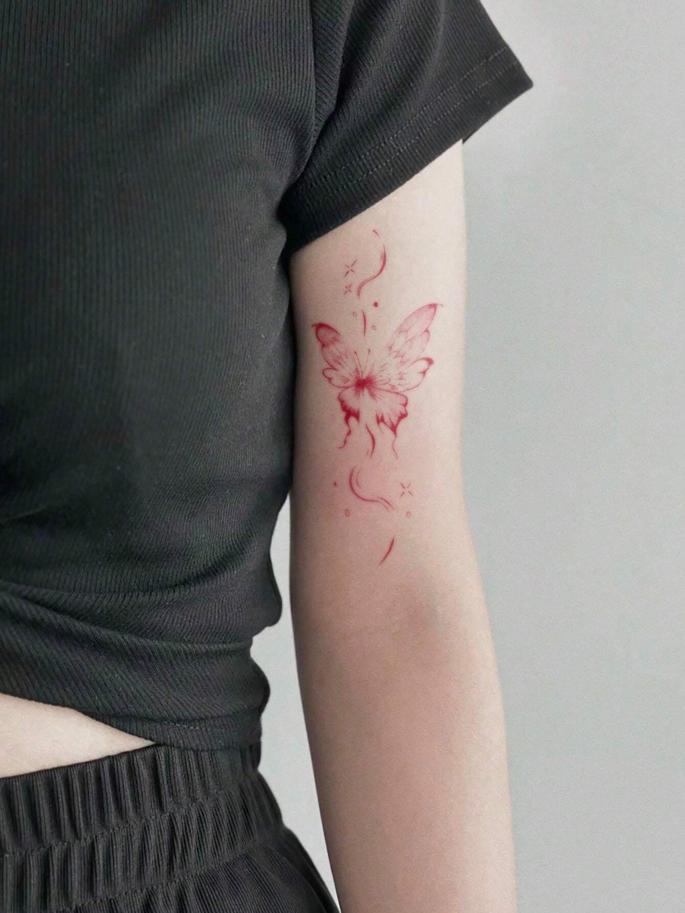 وشم مؤقت مقاوم للماء والتعرق بتصميم فراشة