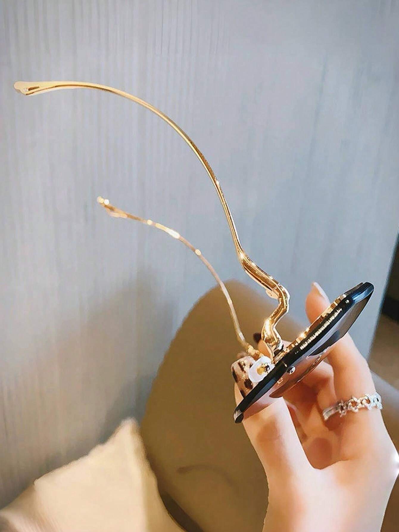 نظارات نسائية عصرية جديدة متعددة الأضلاع مزخرفة، تصميم بدون إطار