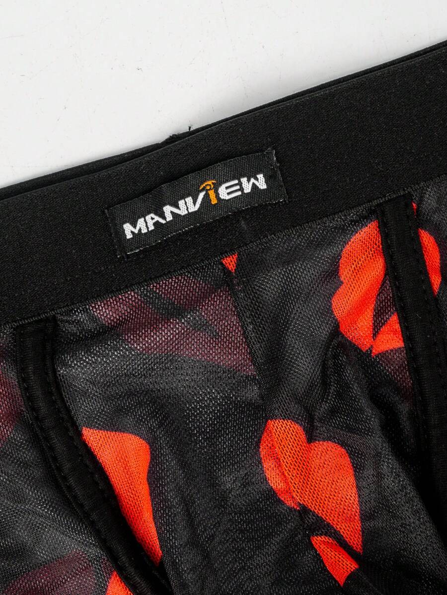 ملابس داخلية رجالية مثيرة من SHEIN DrisQ بطبعة شفاه مخططة من الجاكار