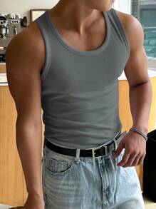 تانك توب رجالي برقبة دائرية بلون سادة من ديزي