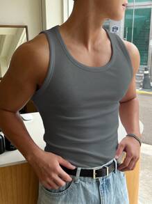 تانك توب رجالي برقبة دائرية بلون سادة من ديزي