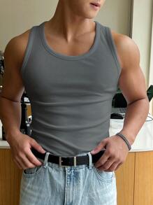 تانك توب رجالي برقبة دائرية بلون سادة من ديزي