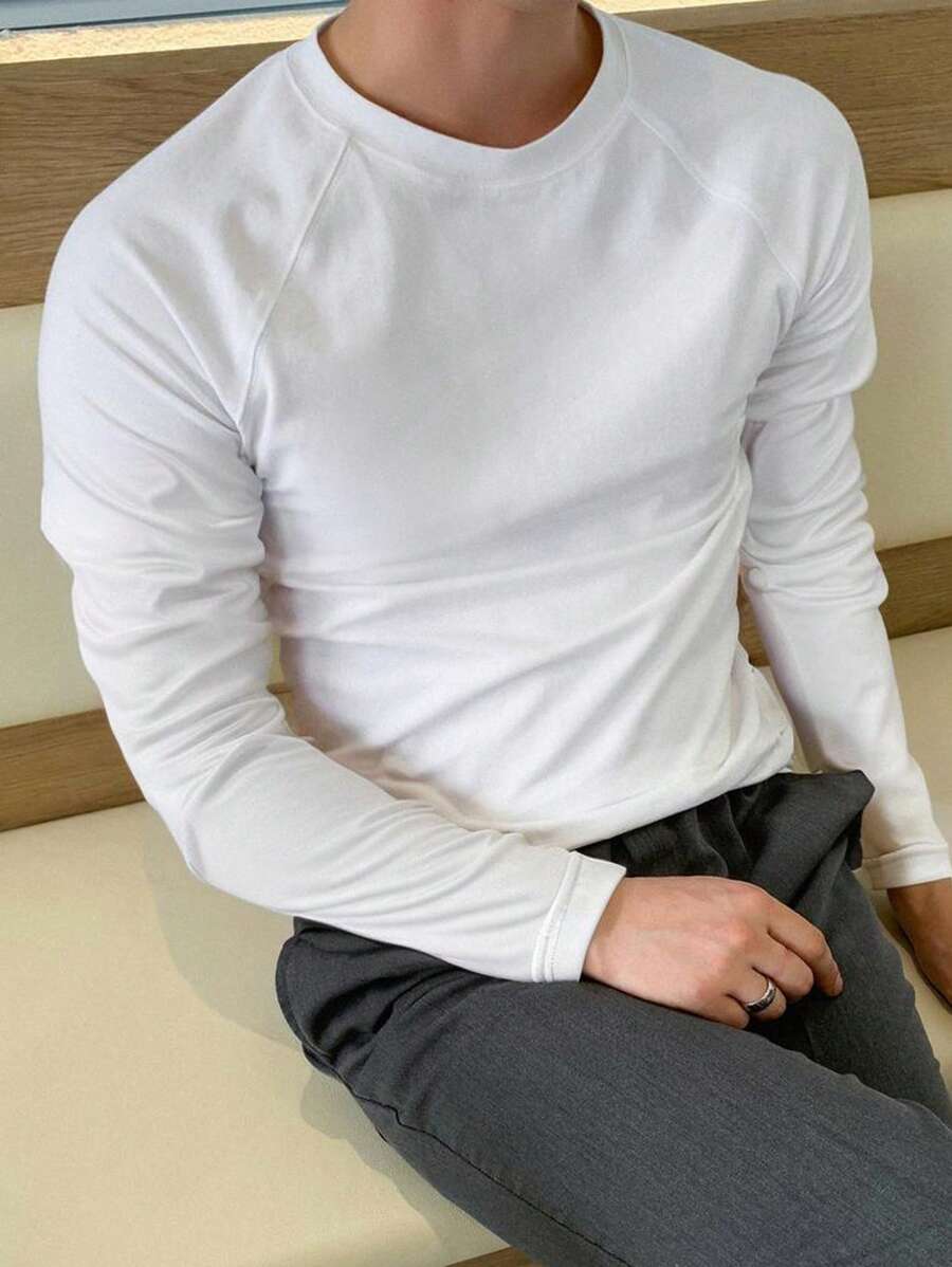 تيشرت رجالي كاجوال برقبة دائرية وأكمام طويلة من ديزي