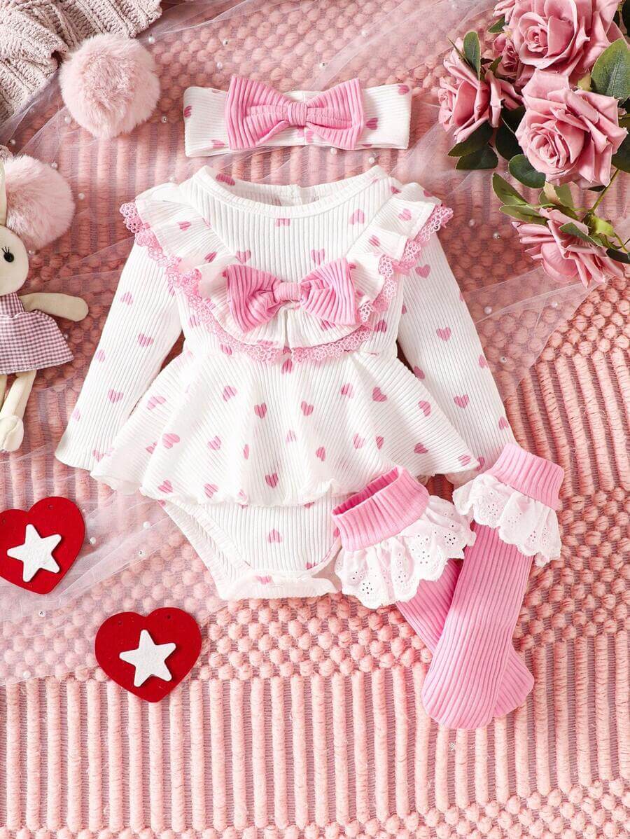 فستان سوفليس سوفليس بطبعة قلب وعقدة للبنات