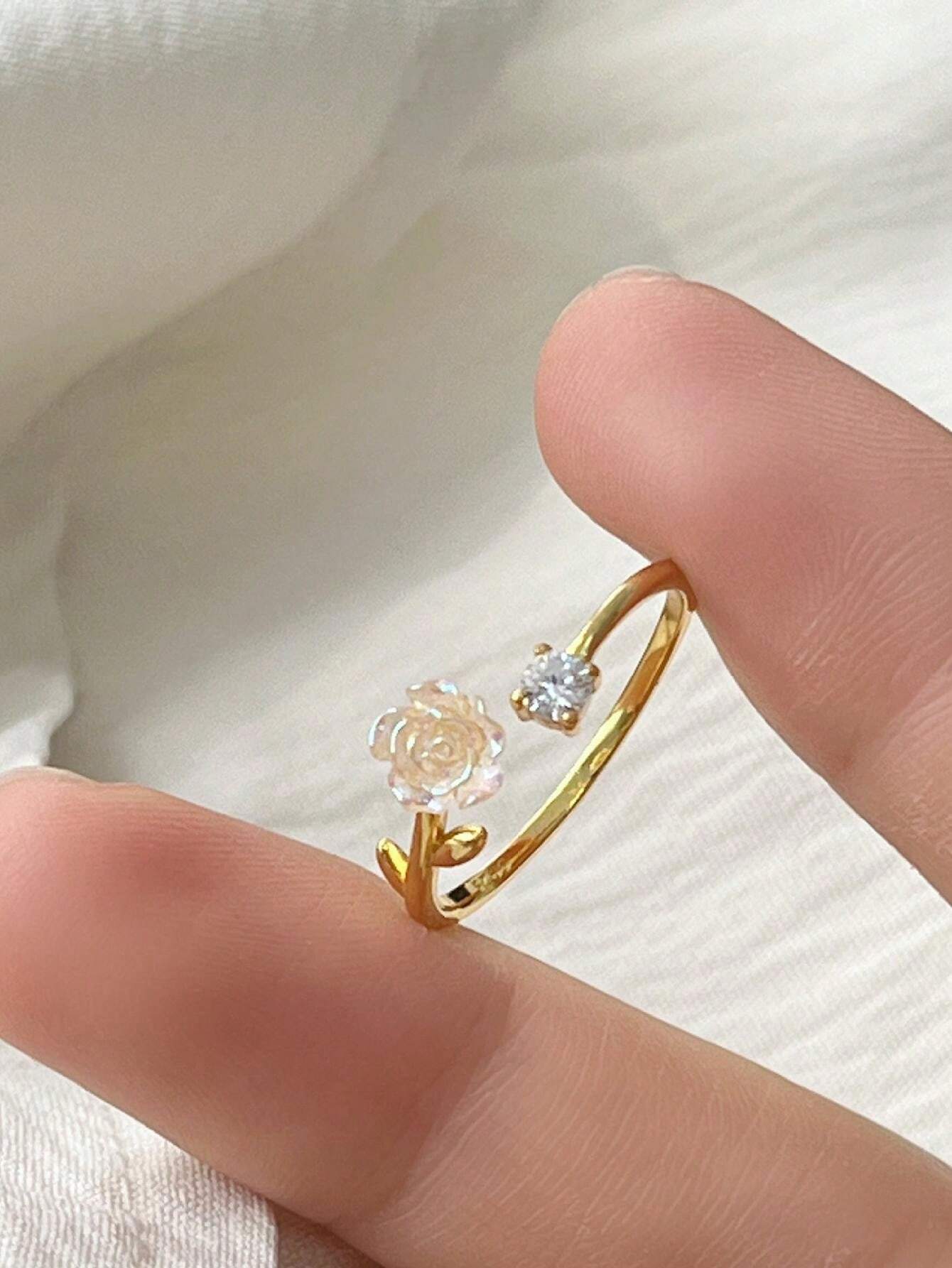 خاتم وردة كاميليا لطيف قابل للتعديل