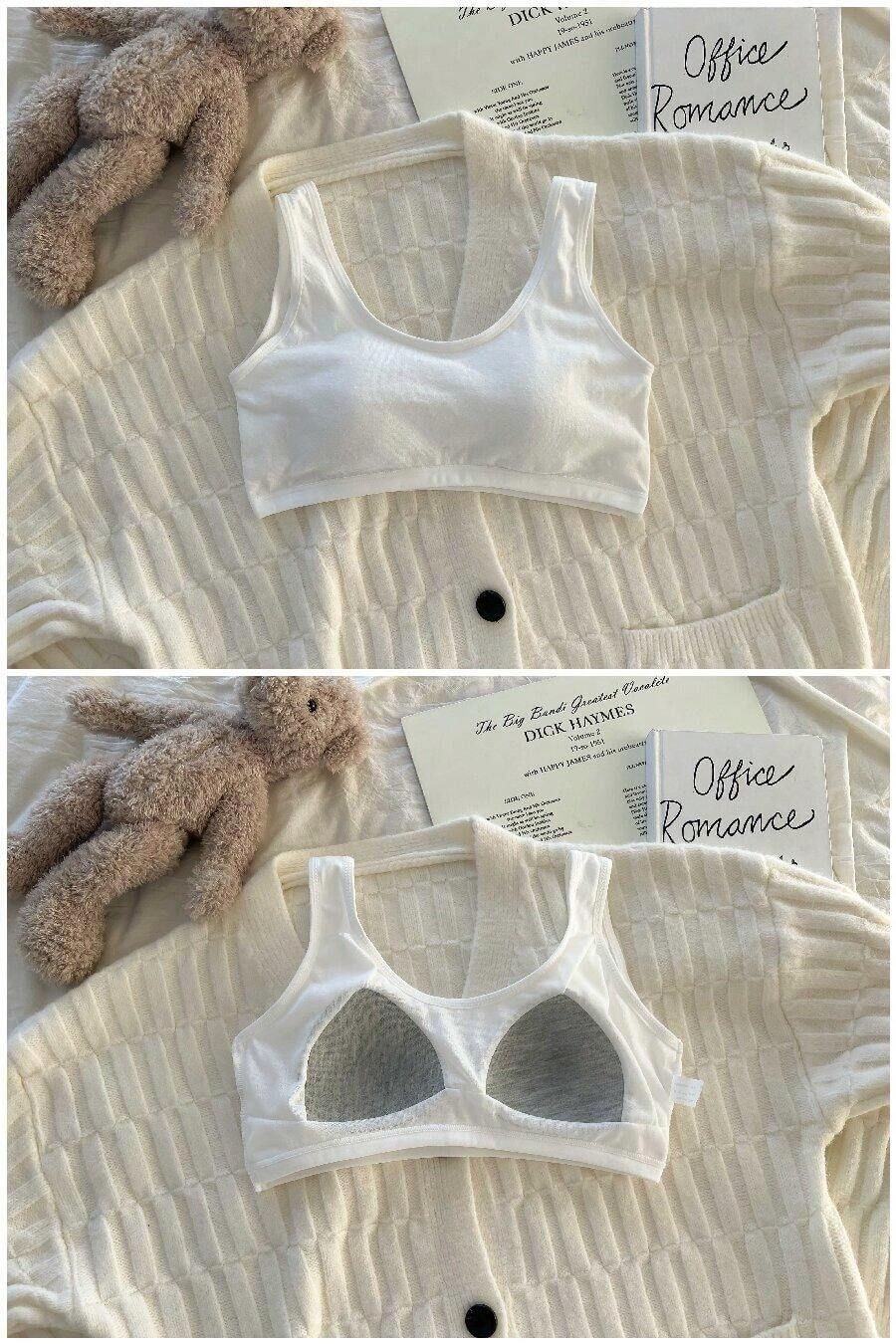 ملابس داخلية للفتيات المراهقات، مبطنة بشكل خفيف، صدرية كامي أساسية مع ظهر على شكل حرف U للطالبات في مرحلة ما قبل المراهقة