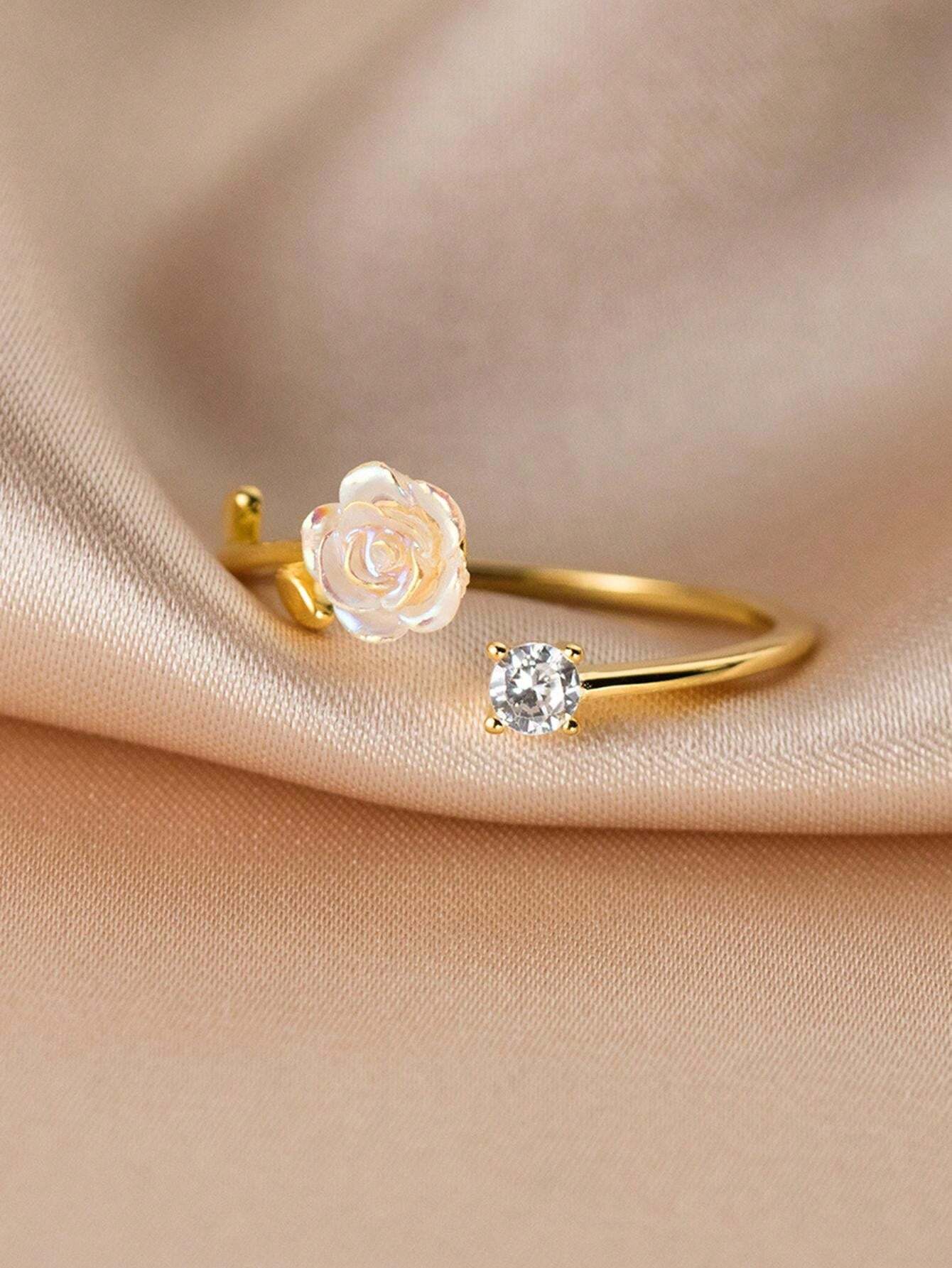 خاتم وردة كاميليا لطيف قابل للتعديل