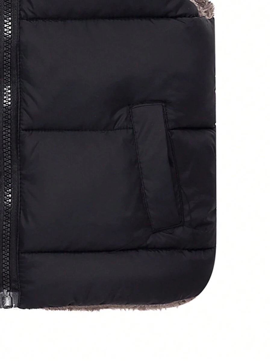 معطف مبطن حراريًا بغطاء رأس قابل للعكس للأولاد الصغار