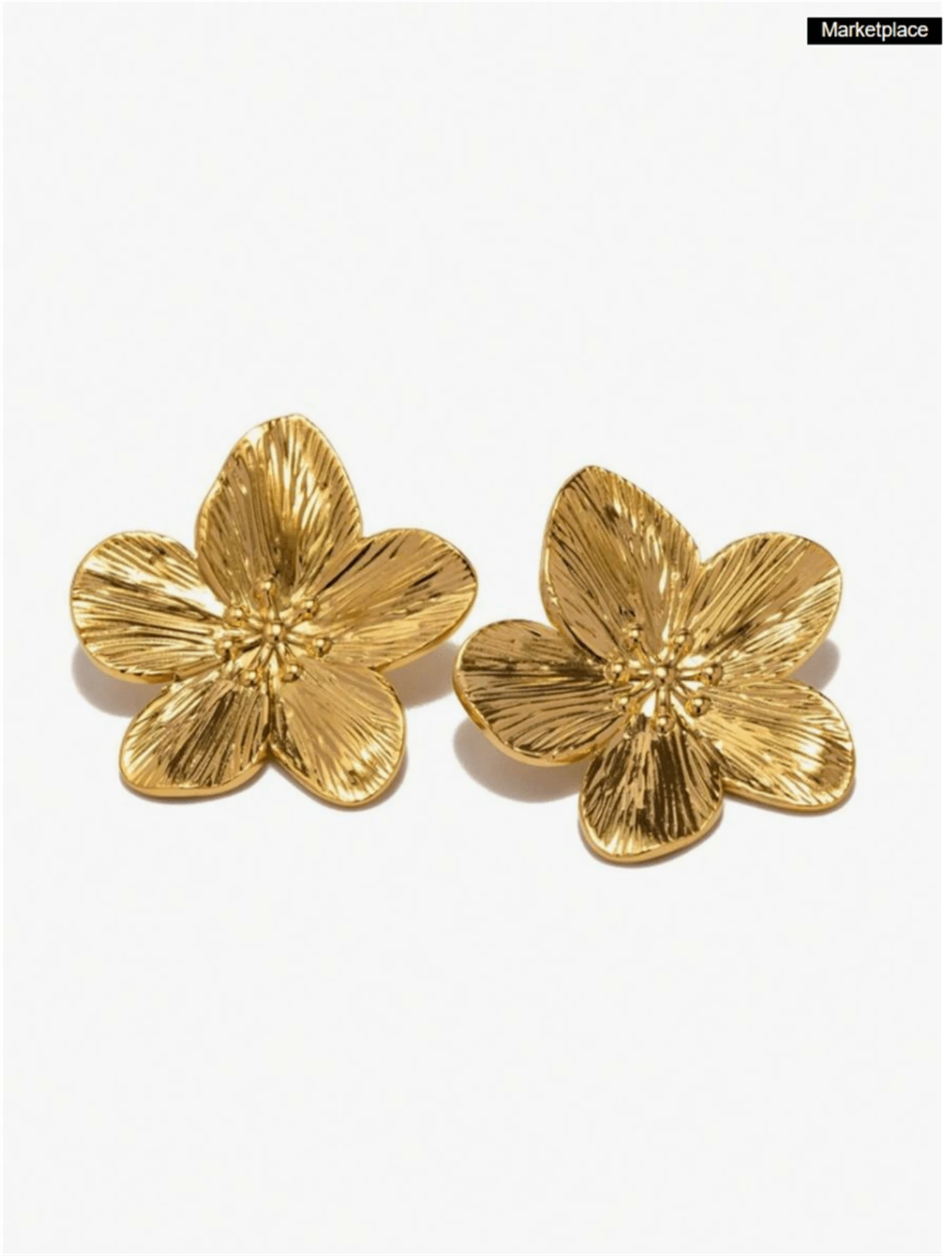 زوج أقراط دانتيل زهري معدني ذهبي — ستايل أوروبّي أنيق للنساء