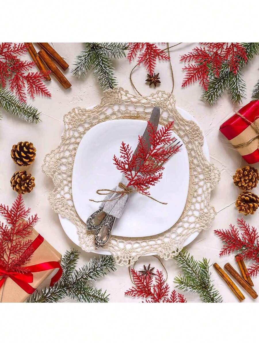 10 قطع من إبر الصنوبر اللامعة لعيد الميلاد