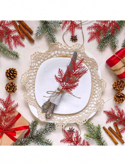 10 قطع من إبر الصنوبر اللامعة لعيد الميلاد