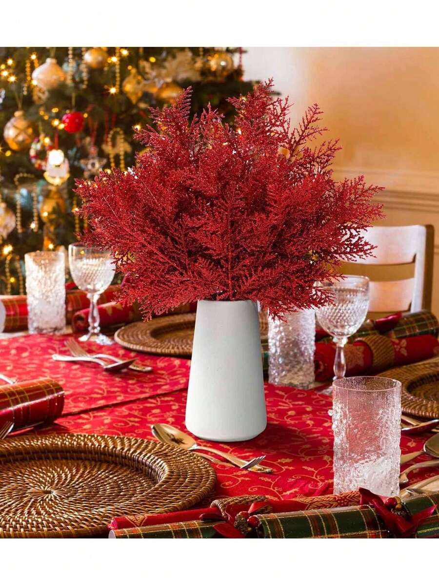 10 قطع من إبر الصنوبر اللامعة لعيد الميلاد