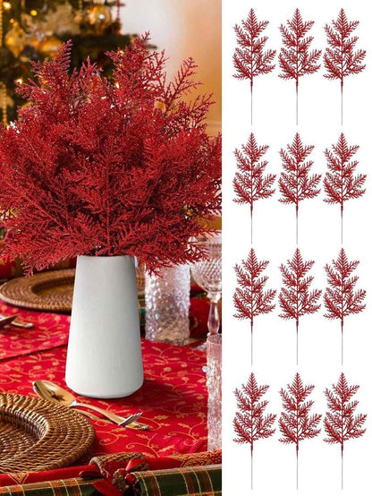 10 قطع من إبر الصنوبر اللامعة لعيد الميلاد