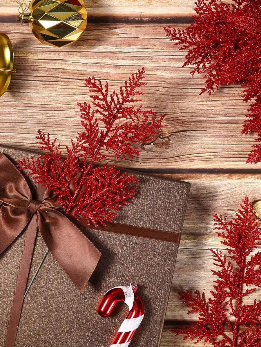 10 قطع من إبر الصنوبر اللامعة لعيد الميلاد