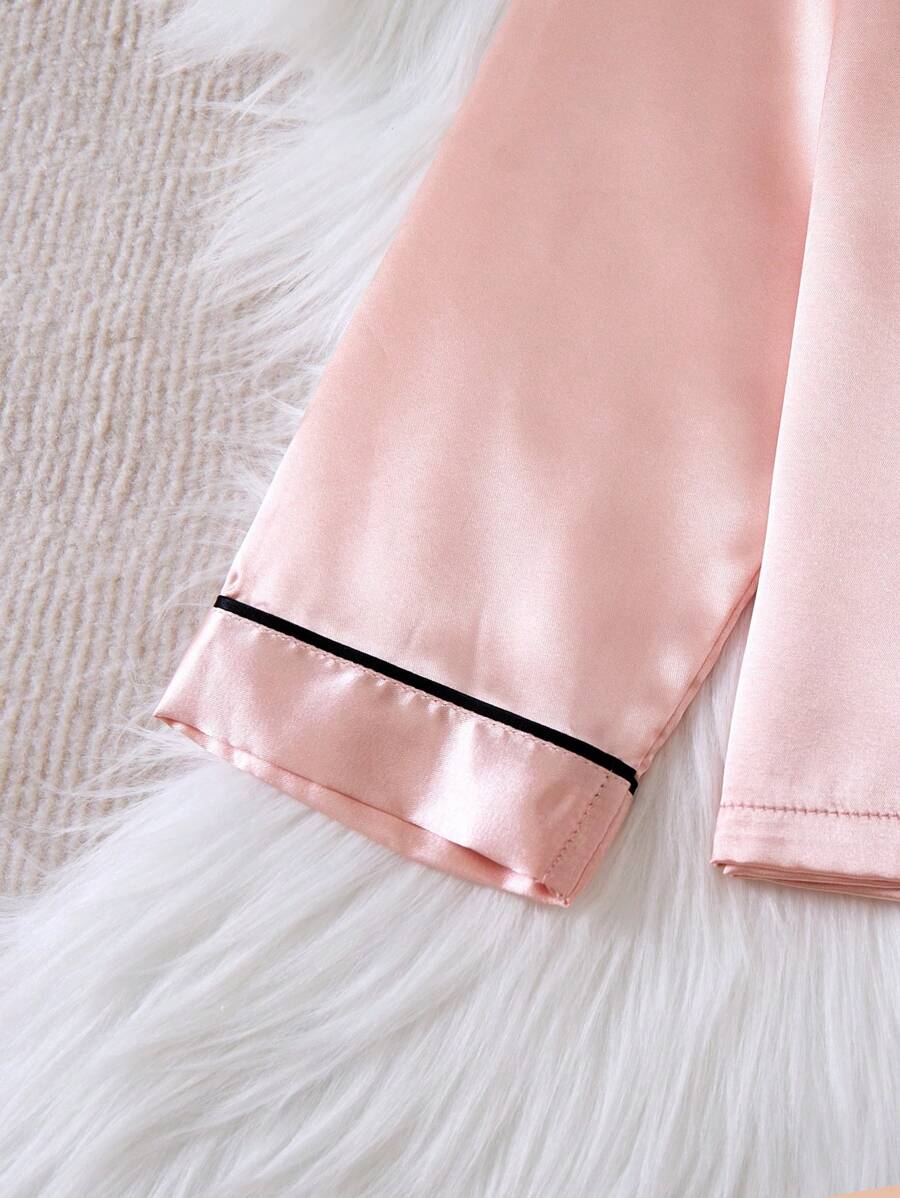 طقم بيجاما ساتان متباين الألوان للفتيات المراهقات