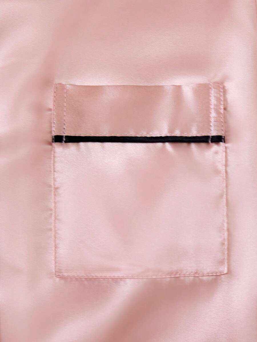 طقم بيجاما ساتان متباين الألوان للفتيات المراهقات