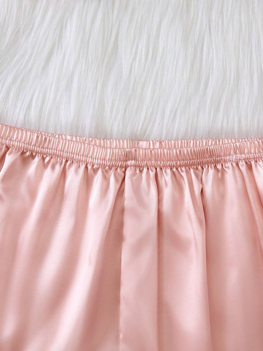 طقم بيجاما ساتان متباين الألوان للفتيات المراهقات