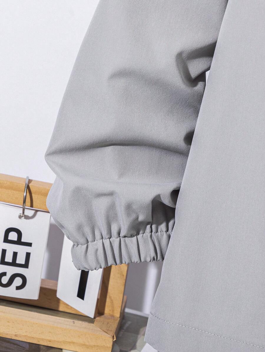 طقم شي ان للأولاد من قطعتين - جاكيت بغطاء رأس وسحاب وبنطال برباط، بتصميم رياضي كاجوال مناسب للخريف/الشتاء