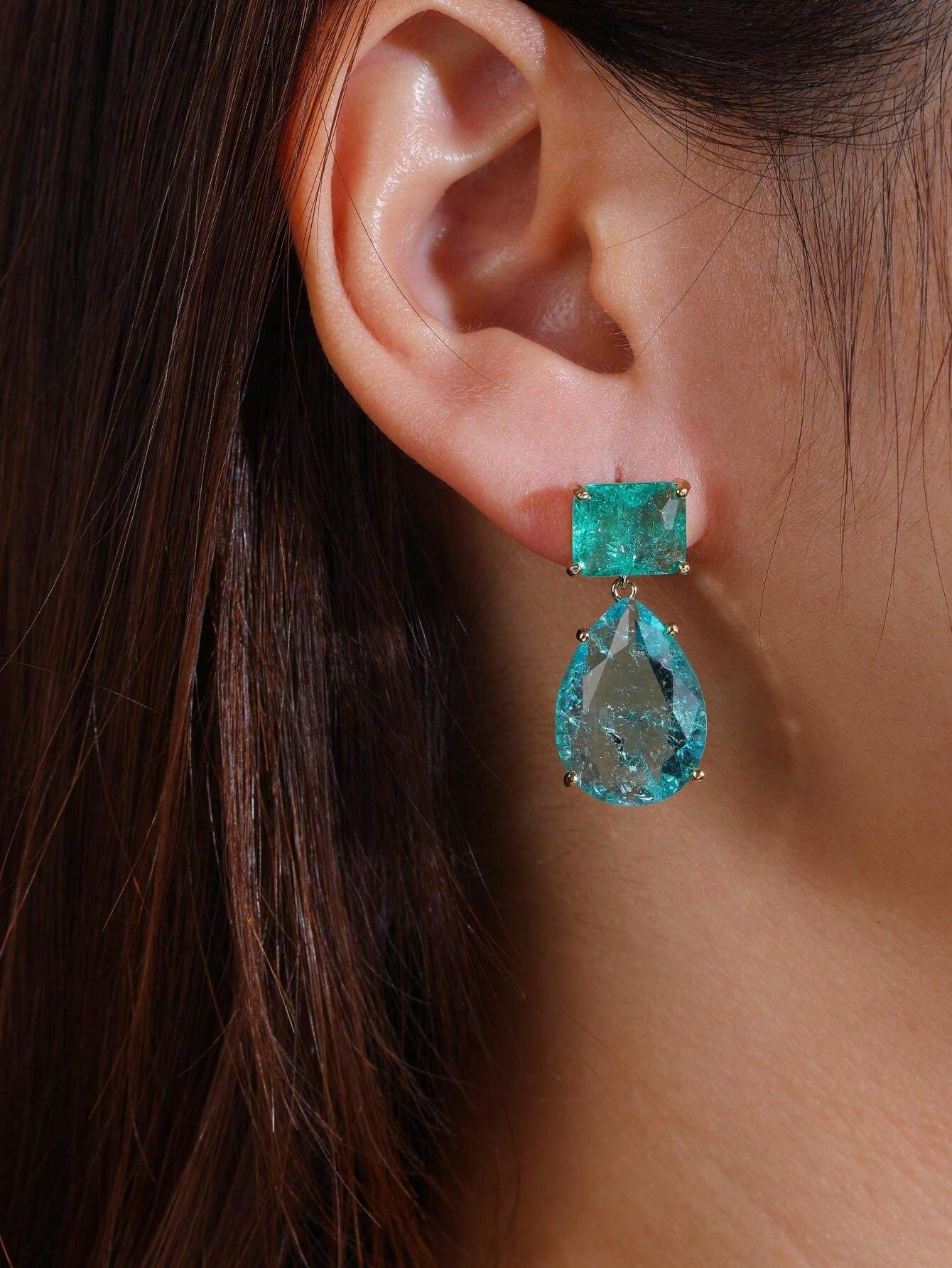 أقراط متدلية قطرة ماء من زركون مكعّب