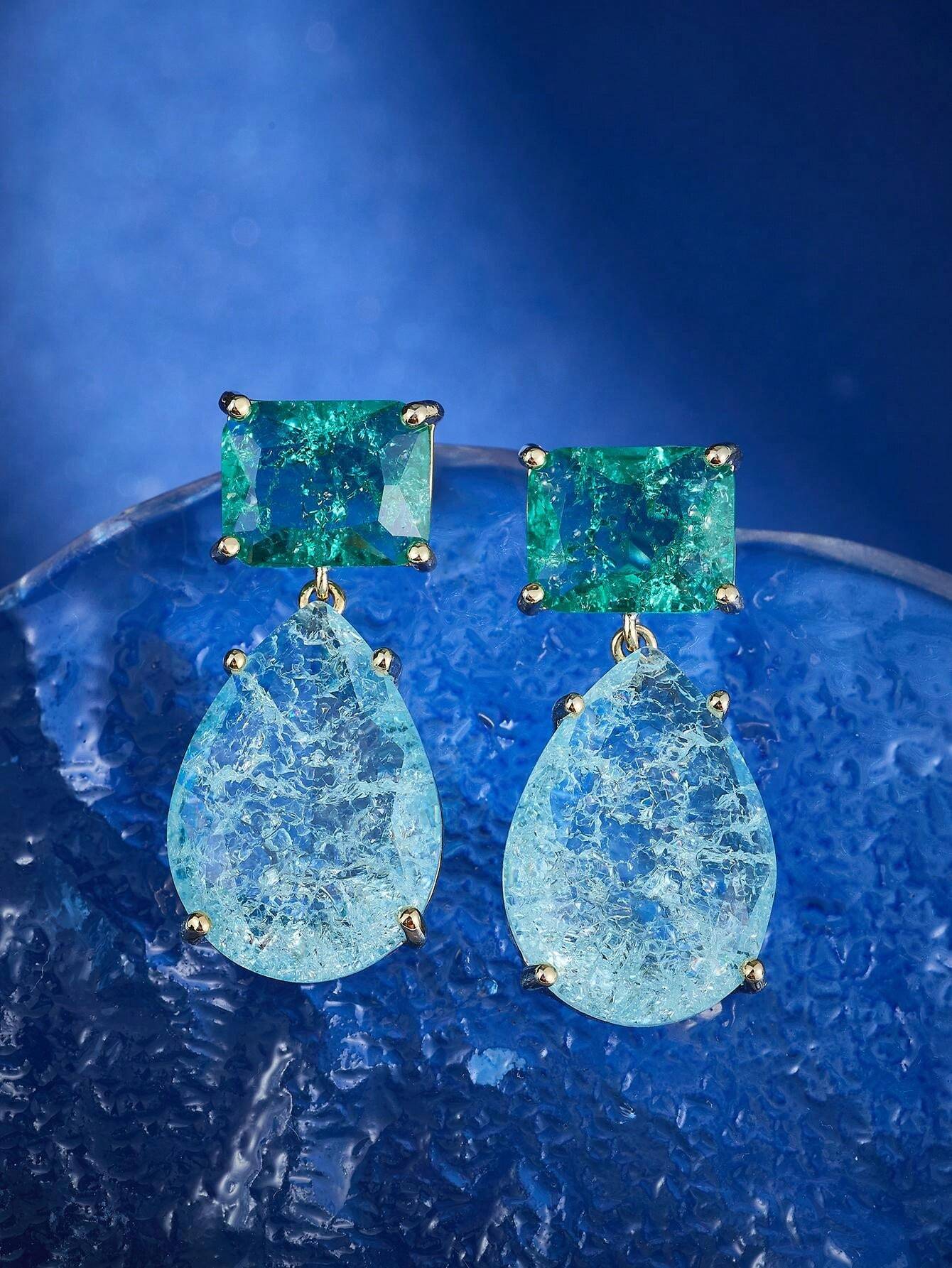 أقراط متدلية قطرة ماء من زركون مكعّب