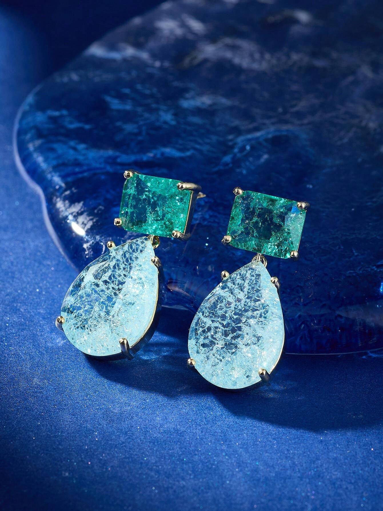 أقراط متدلية قطرة ماء من زركون مكعّب