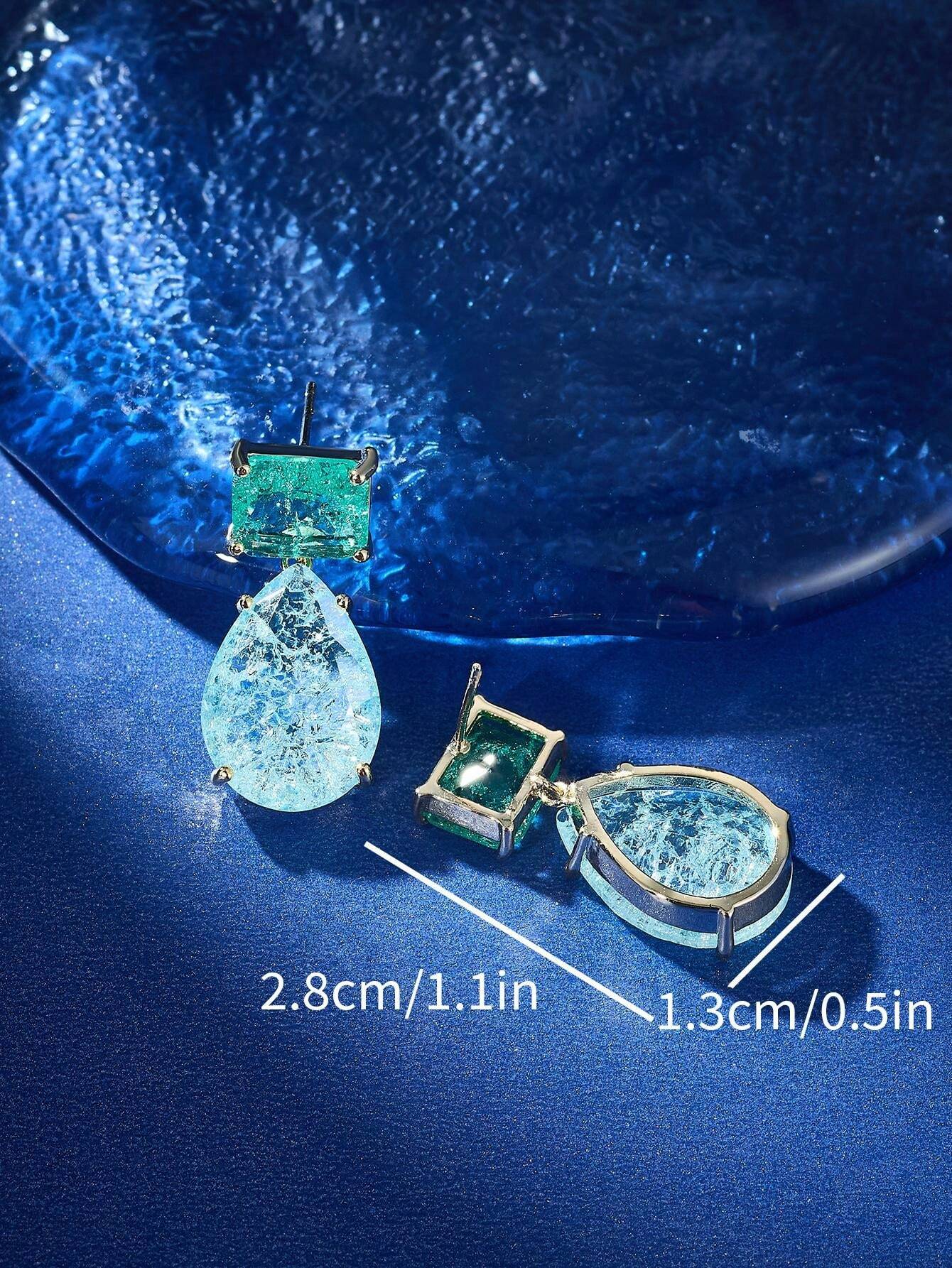 أقراط متدلية قطرة ماء من زركون مكعّب