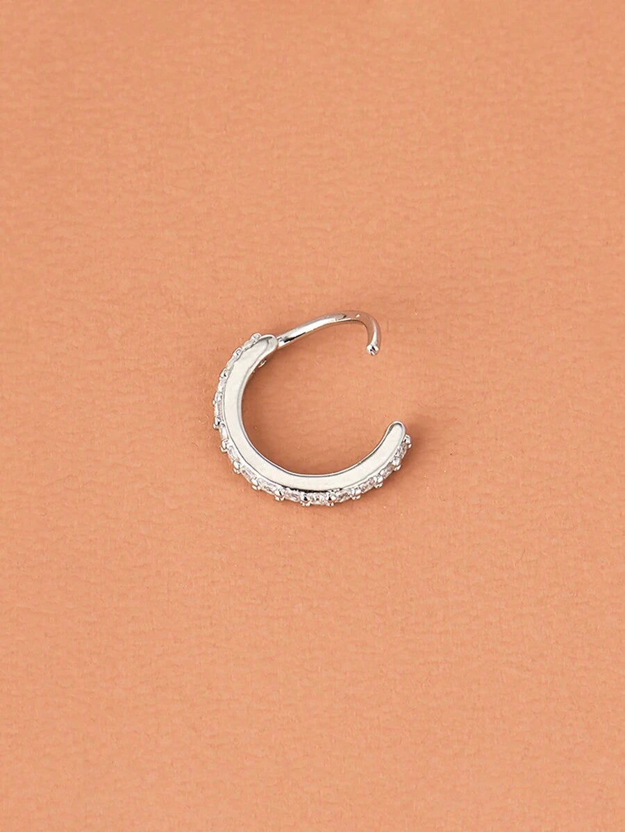 خاتم أنف صغير مرصّع زركون براقة (Micro‑Inlaid) للنساء