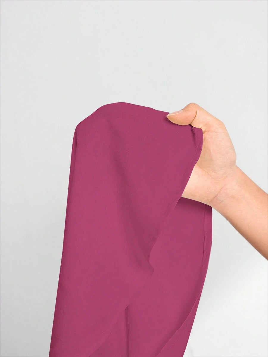 قميص بلس فضفاض وردي بأزرار طويلة الأكمام من SHEIN Essnce