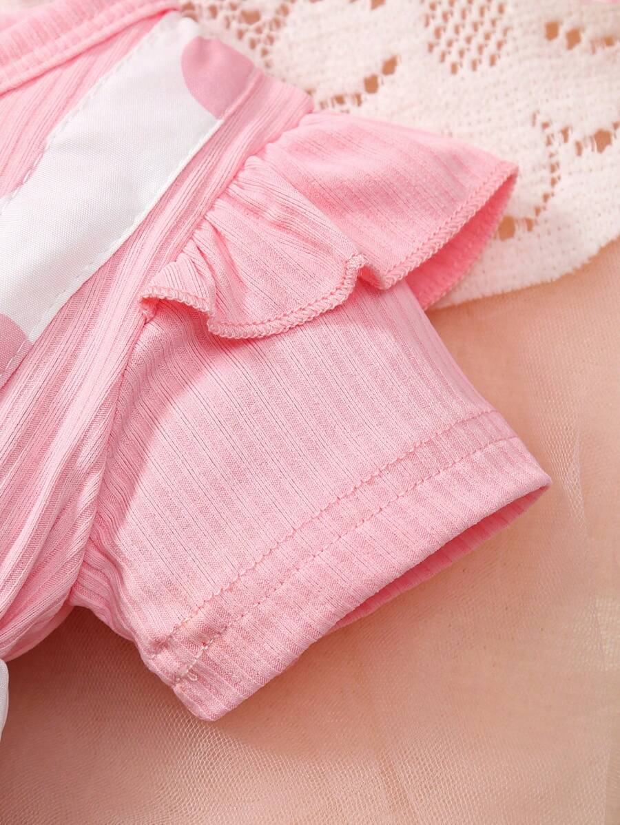 فستان بناتي صغير بأكمام بيشوب وظهر مفتوح وأكمام قصيرة