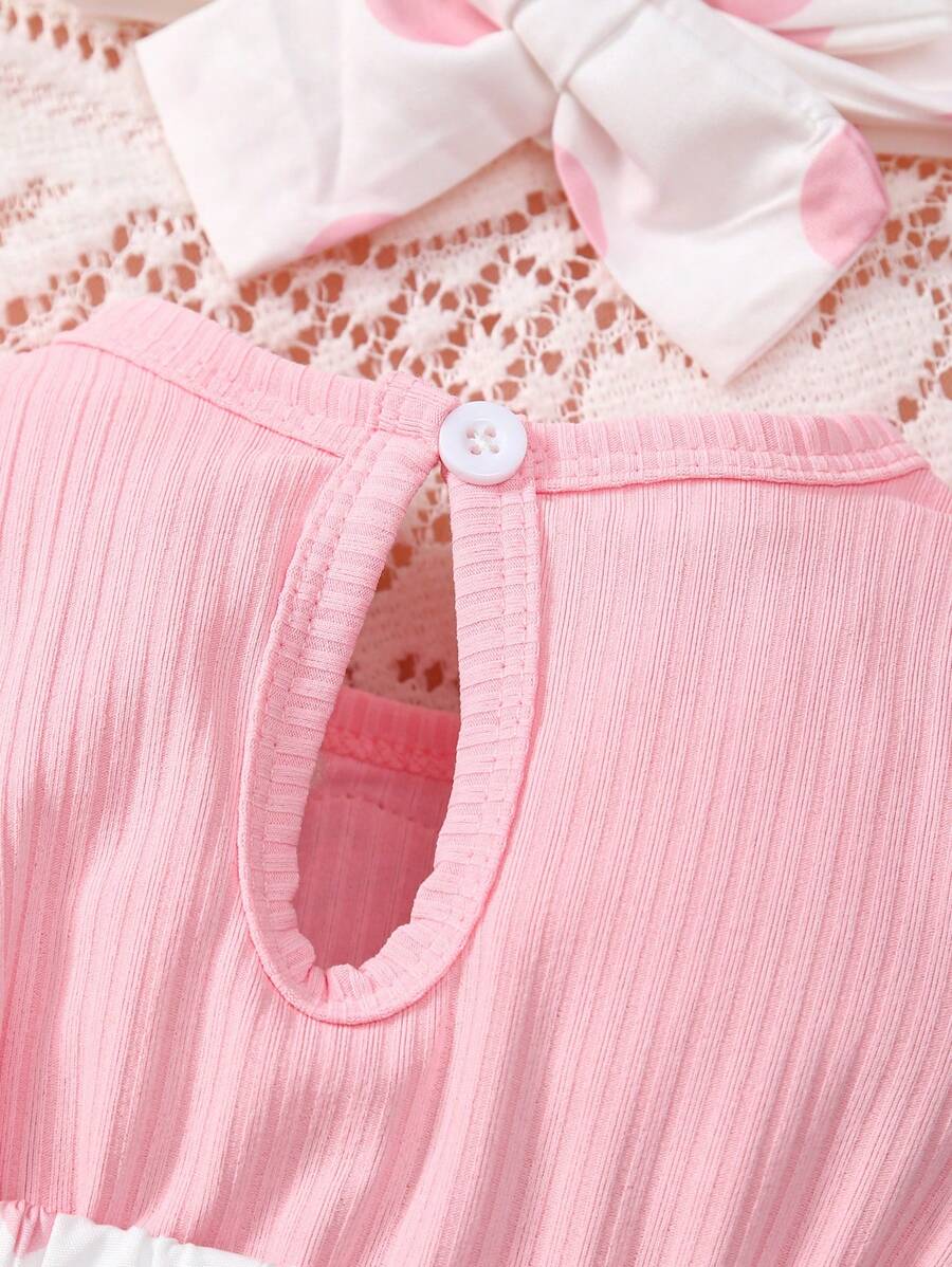 فستان بناتي صغير بأكمام بيشوب وظهر مفتوح وأكمام قصيرة