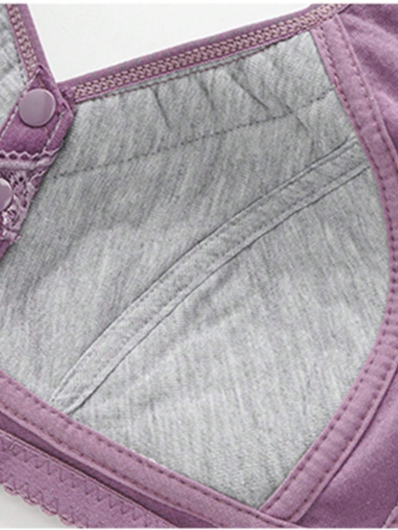 طقم من 3 حمالات صدر نسائية بنقشة زهور – بدون سلك مع إغلاق أمامي مريح وأناقة ناعمة