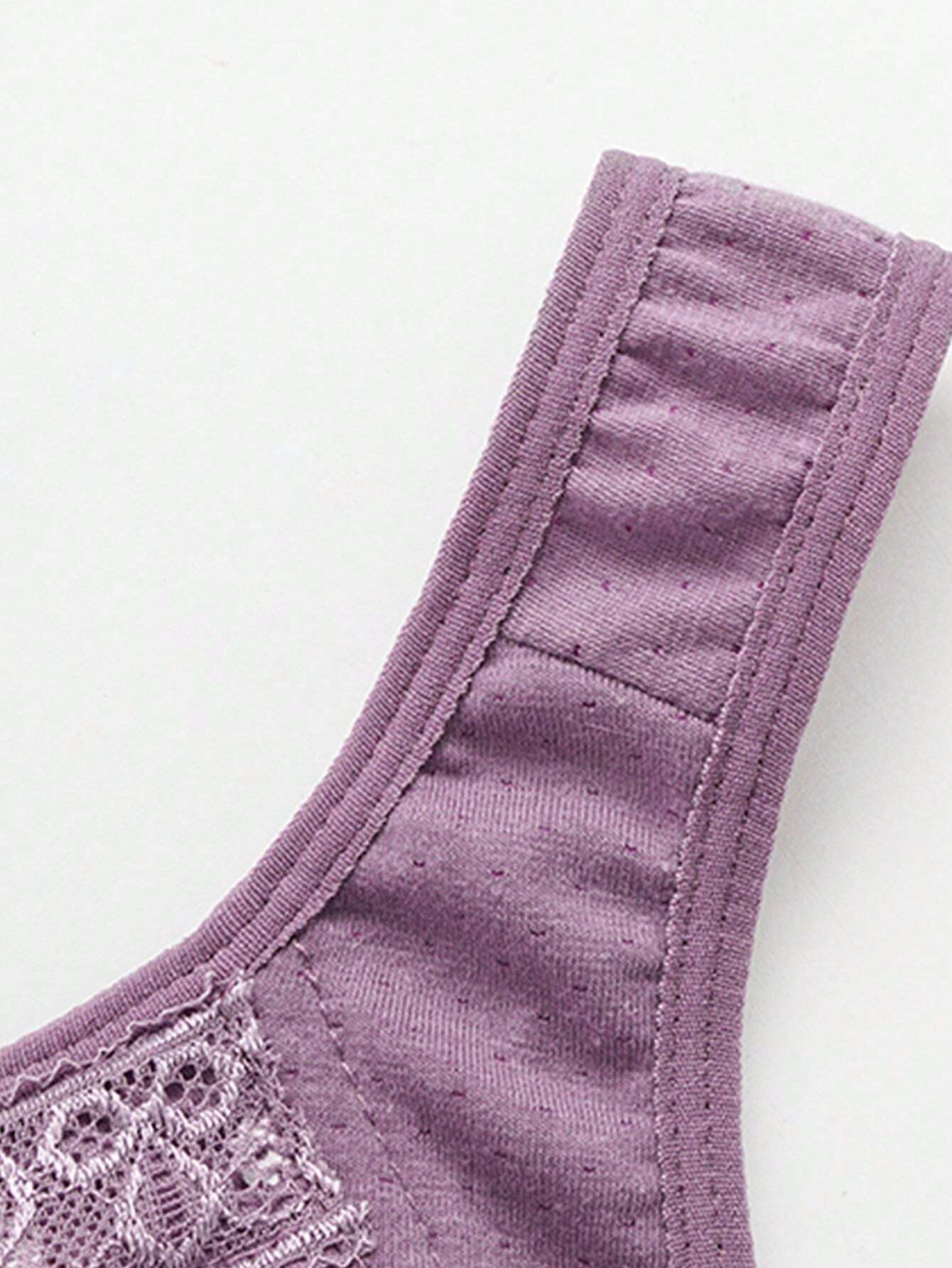 طقم من 3 حمالات صدر نسائية بنقشة زهور – بدون سلك مع إغلاق أمامي مريح وأناقة ناعمة