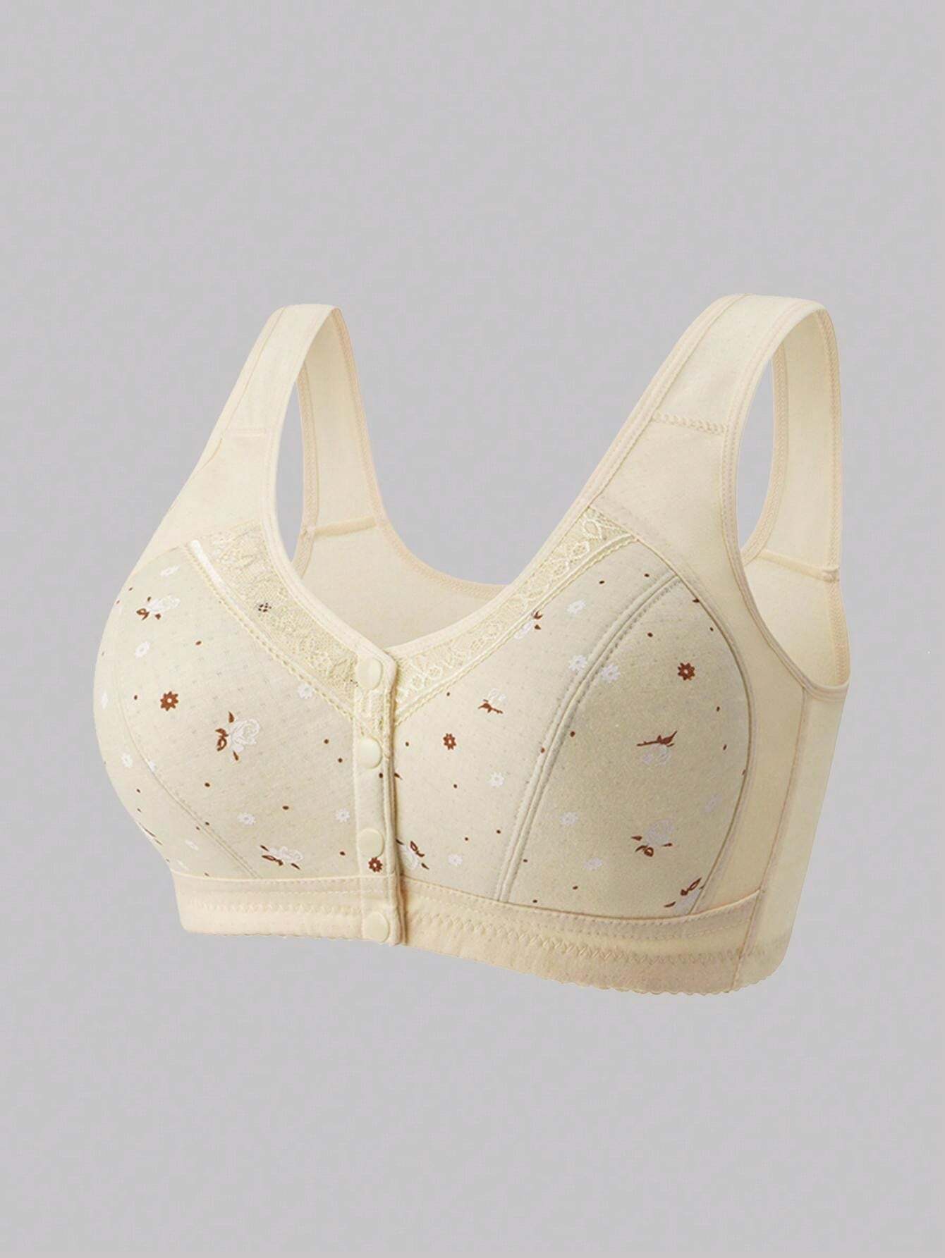 طقم من 3 حمالات صدر نسائية بنقشة زهور – بدون سلك مع إغلاق أمامي مريح وأناقة ناعمة