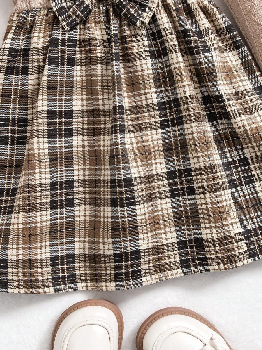 فستان كارو للبنات بدون قبعة – إطلالة بريطانية أنيقة لفصل الخريف والشتاء