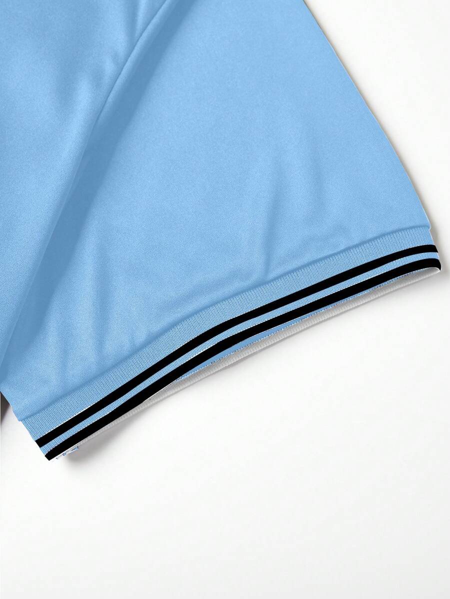 قميص بولو رجالي كاجوال بأكمام قصيرة وأزرار أمامية وطبعة حصان