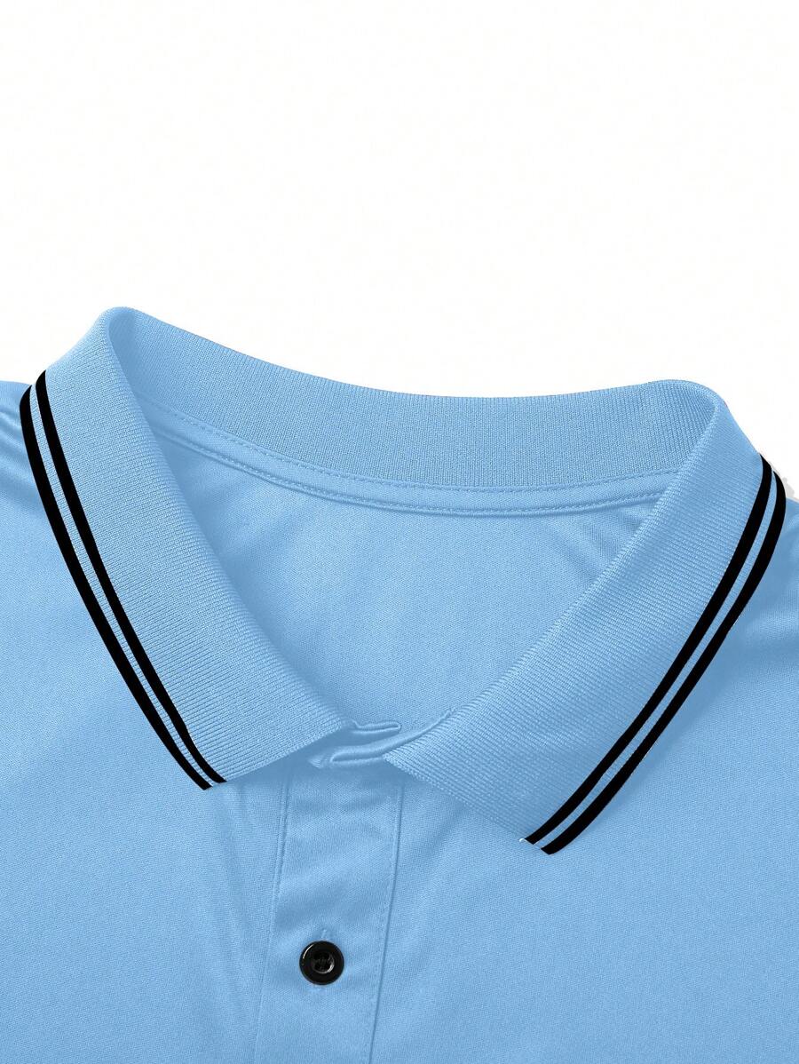 قميص بولو رجالي كاجوال بأكمام قصيرة وأزرار أمامية وطبعة حصان