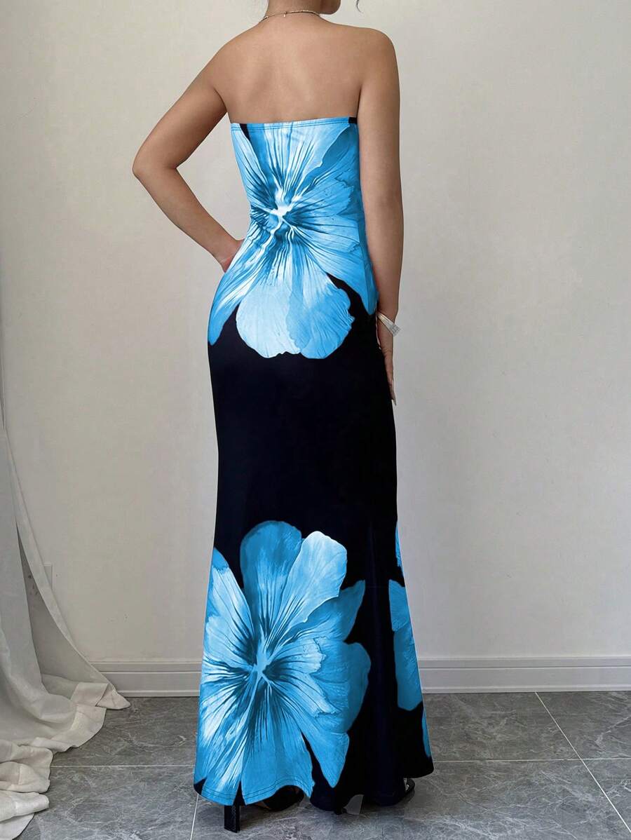 فستان إلينزجا الأنبوبي الملائم بدون أكمام بطبعة زهور