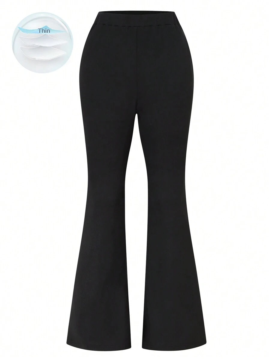 بنطلون نسائي كاجوال محبوك بخصر عالٍ ومرن وضيق من Chiquease، قماش خريفي للنساء Shein