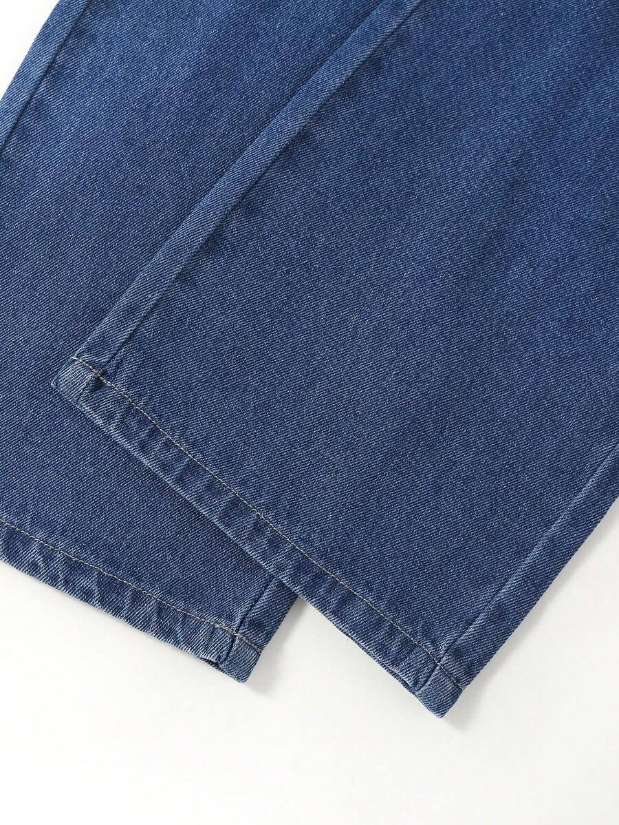 بنطلون جينز مستقيم الساق فضفاض مغسول للبنات، كاجوال ومتعدد الاستخدامات، أنيق للارتداء اليومي