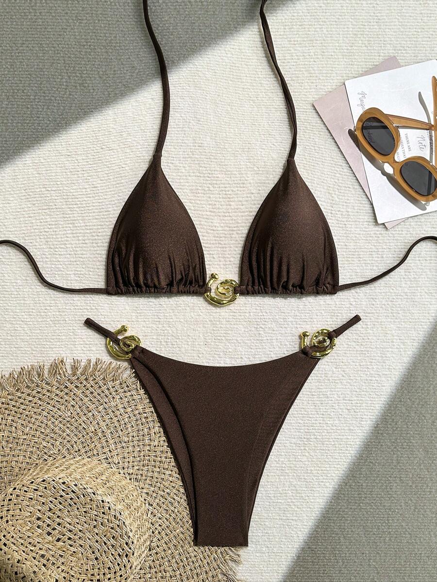طقم بيكيني نسائي صيفي – لون سادة وأسلوب عصري وجذاب