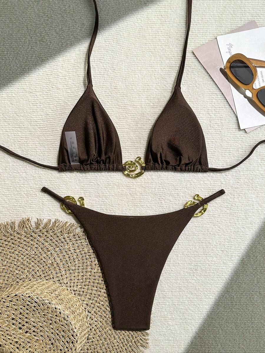 طقم بيكيني نسائي صيفي – لون سادة وأسلوب عصري وجذاب