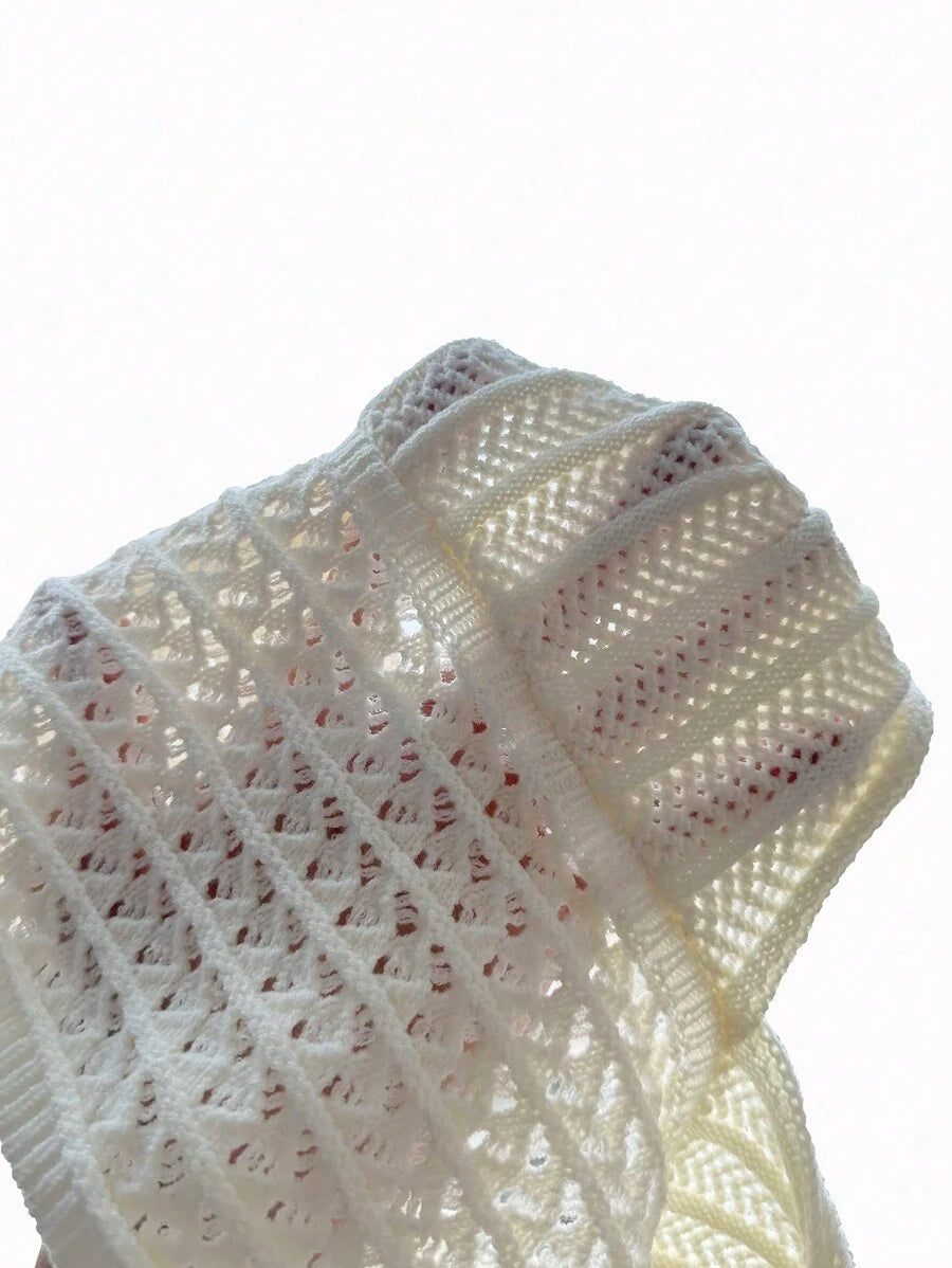 توب نسائي محبوك بلون سادة بتصميم V-Neck وحمالة حول الرقبة من SHEIN MOD