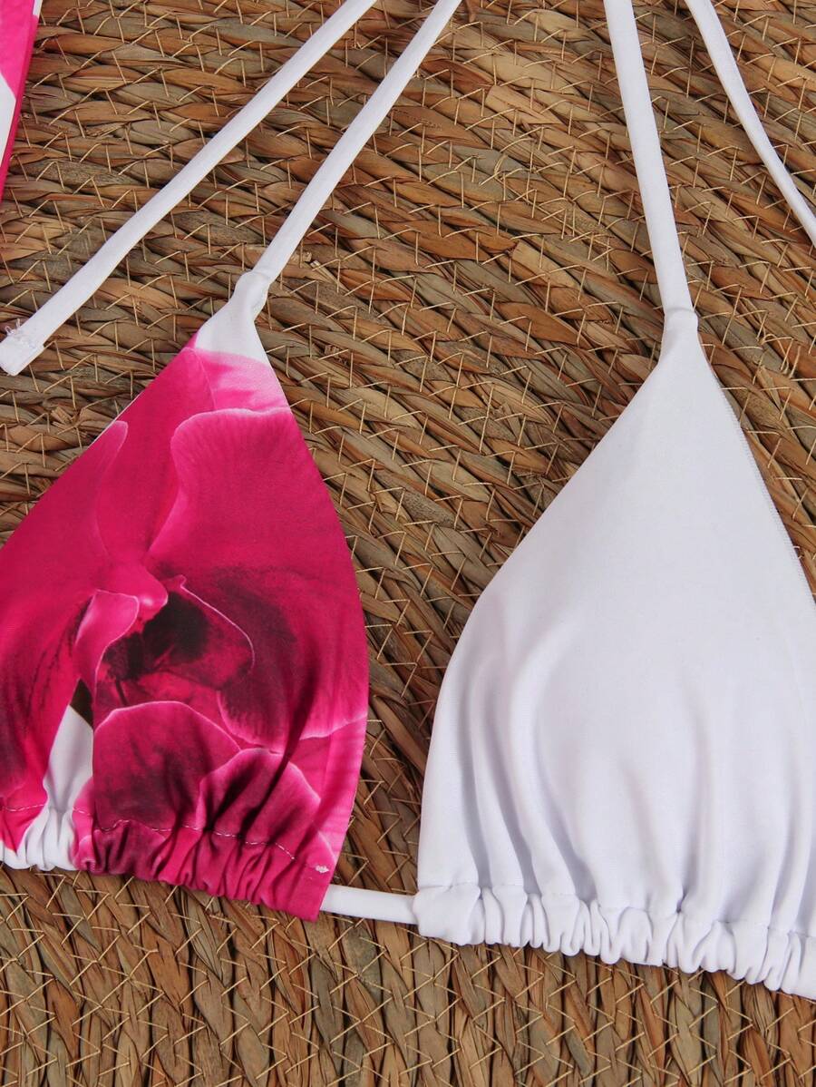 مايوه بكيني نسائي بطبعة زهور جذّابة – إطلالة صيفية أنثوية وجريئة