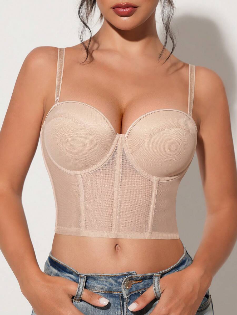 كورساج نسائي بلون بيج بتصميم أنيق من خامة مرنة shein