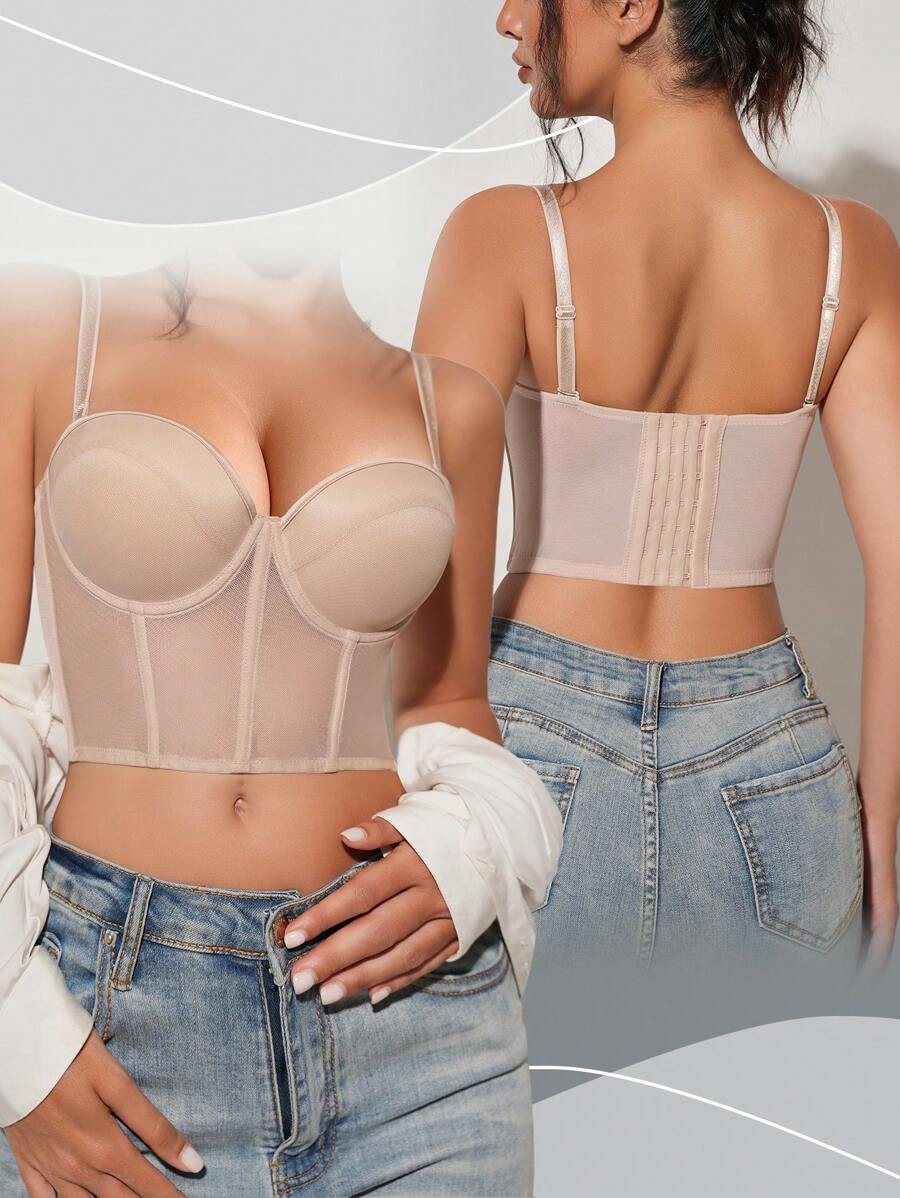 كورساج نسائي بلون بيج بتصميم أنيق من خامة مرنة shein